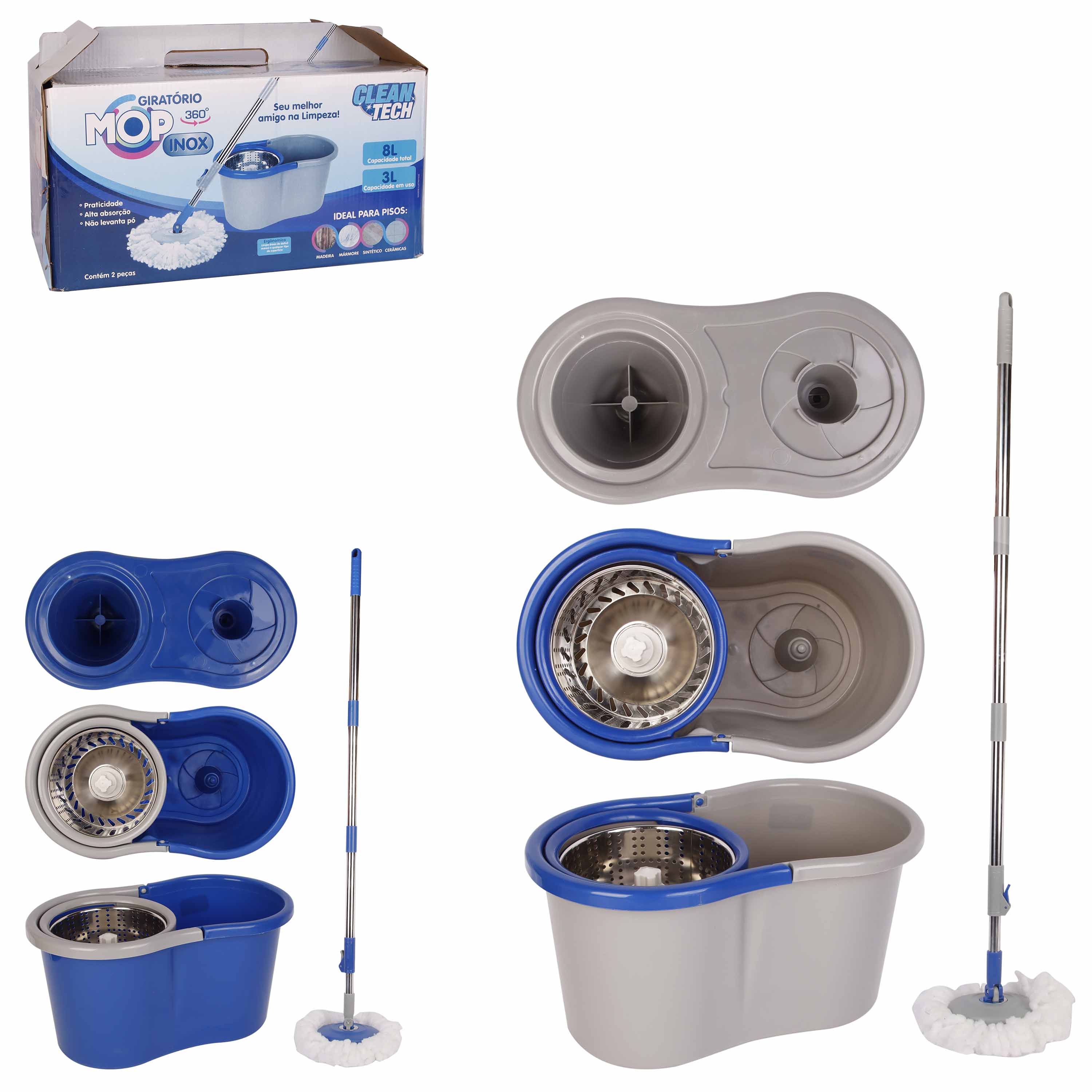 MOP GIRATORIO 8L CESTO INOX