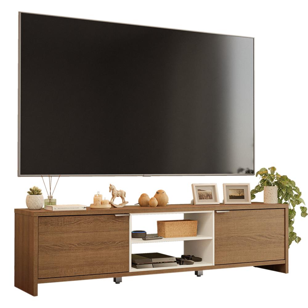 raika Rack para TV at?? 80 Polegadas 180cm 2 Portas Rustic/Branco Linz