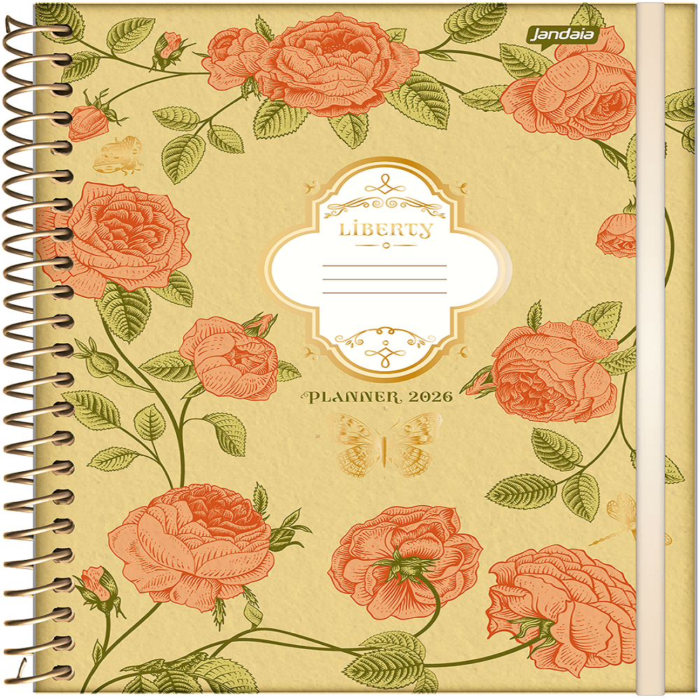 Planner 2026 Jandaia Espiral Liberty 17,5x24,2cm Capa Dura 160