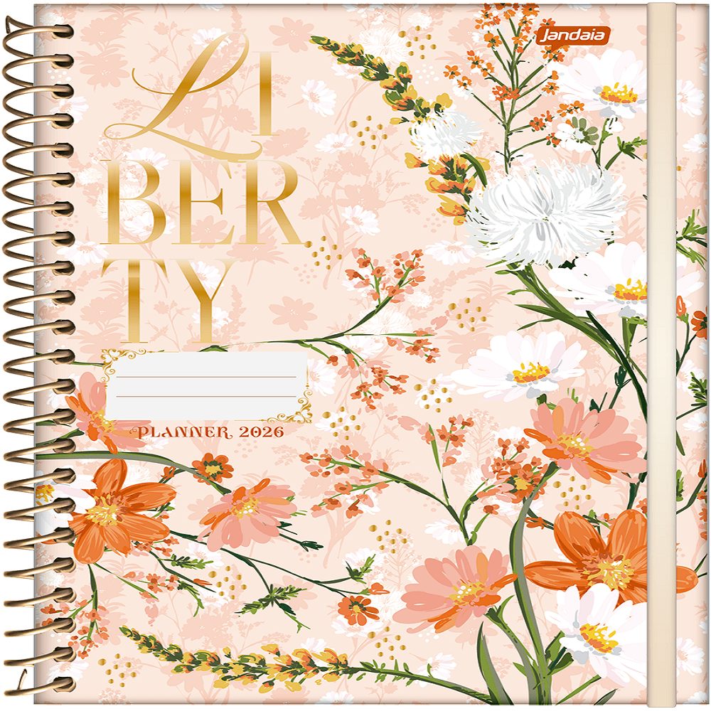 Planner 2026 Jandaia Espiral Liberty 17,5x24,2cm Capa Dura 160
