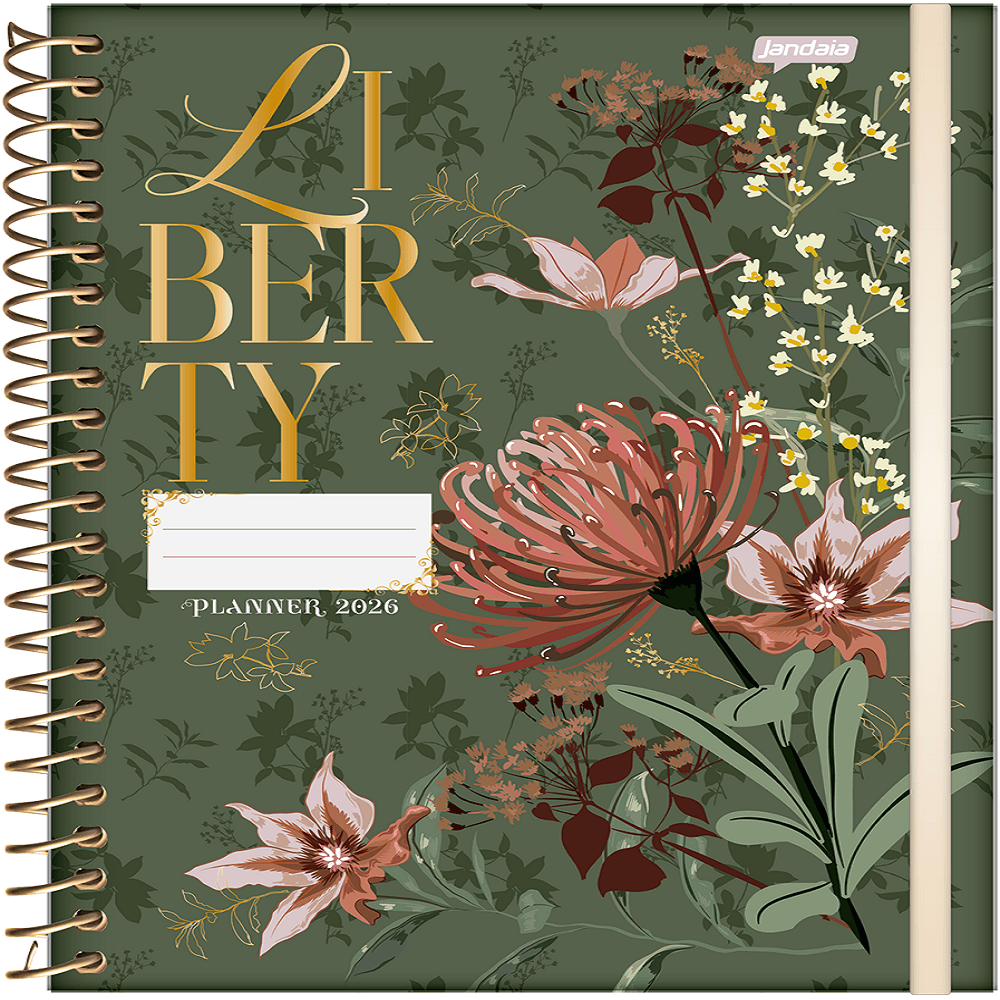 Planner 2026 Jandaia Espiral Liberty 17,5x24,2cm Capa Dura 160