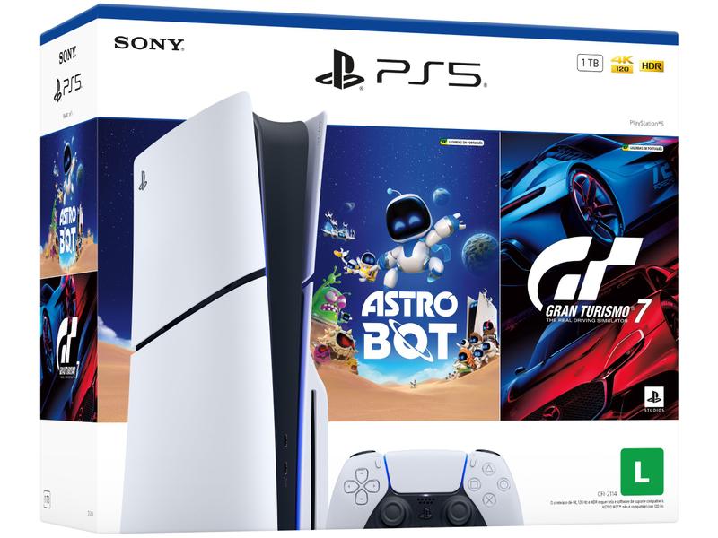 PlayStation 5 Slim Disk 1TB 1 Controle Branco Sony com 2 Jogos