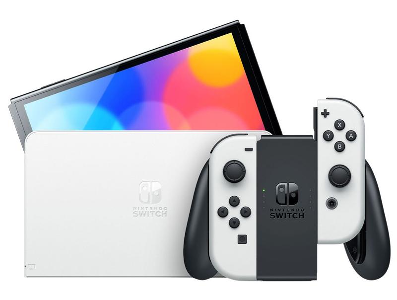 Nintendo Switch OLED 64GB 2 Controles Joy-Con Branco e Preto com
