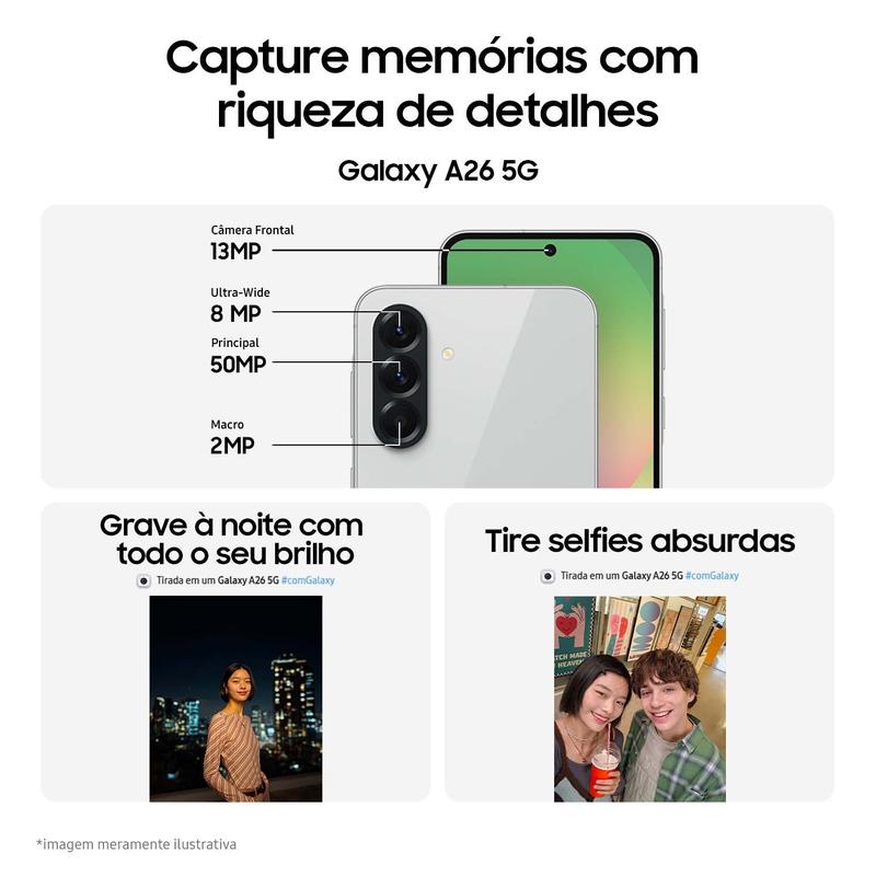 【SIMフリー】Galaxy A26 5G｜8/256GB｜ミント【新品】 Celular Samsung Galaxy A26 5G 256GB, 8GB RAM, Câmera de 50MP, IP67