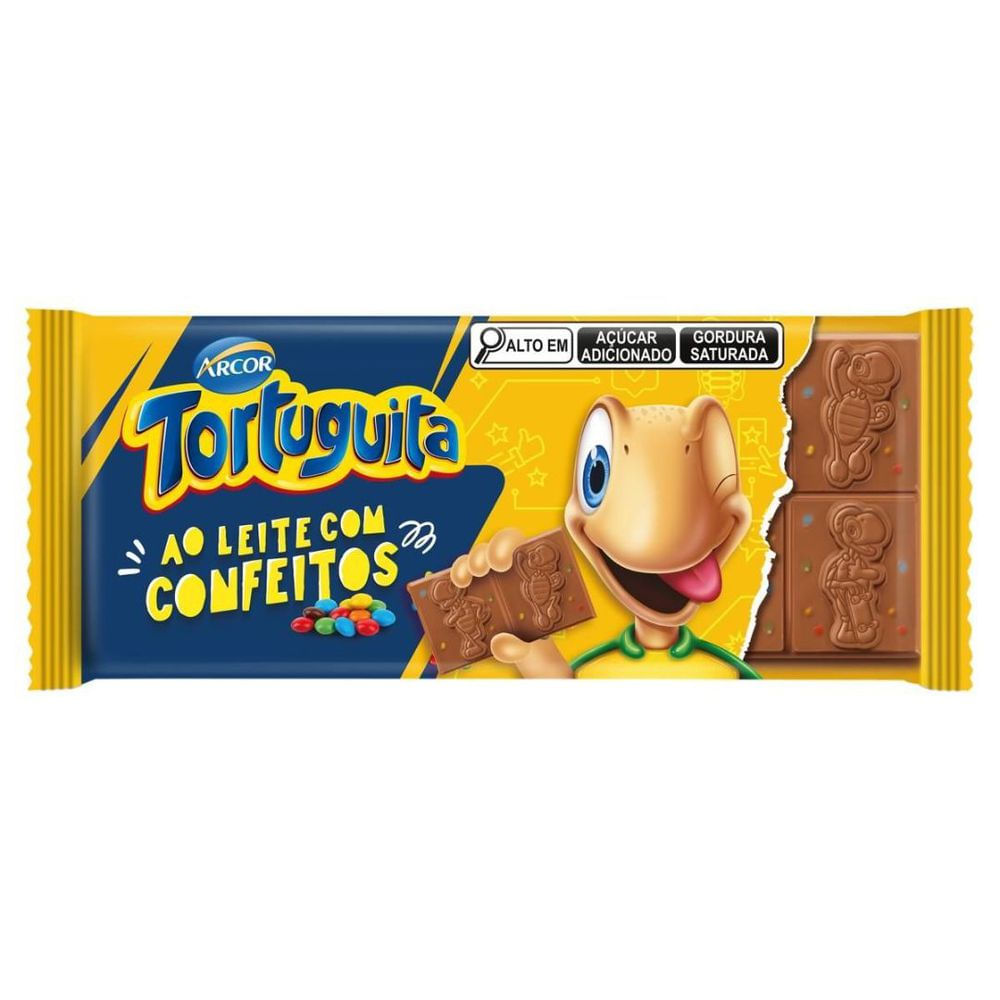大特価放出！ Barra de Chocolate ao Leite com Confeitos Tortuguita 80g 小物