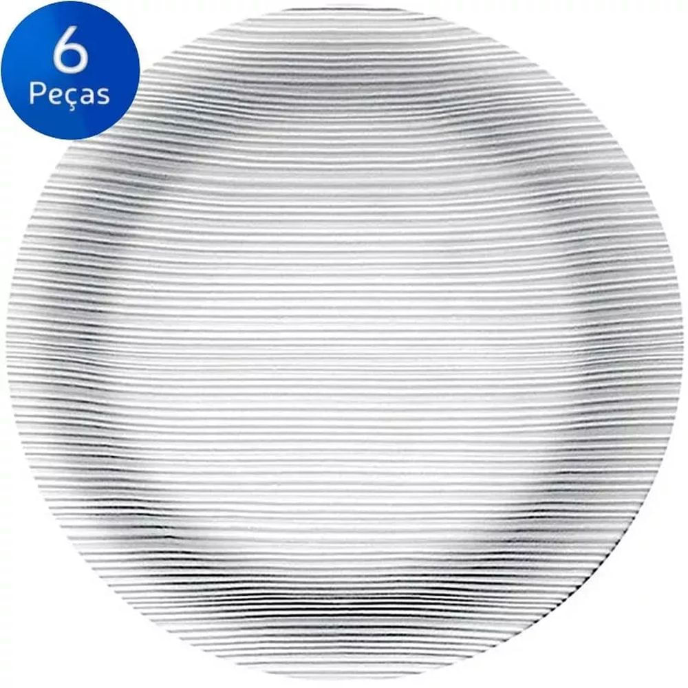 Conjunto de Pratos Rasos Diamante 6 peças - Duralex - Transparente