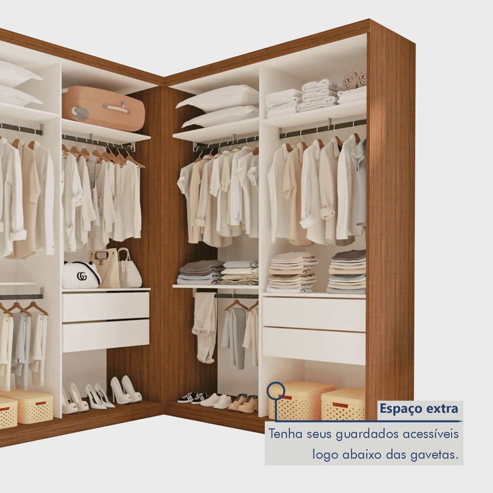 Conjunto Closet Casal sem Portas 2 Módulos 6 Gavetas França em