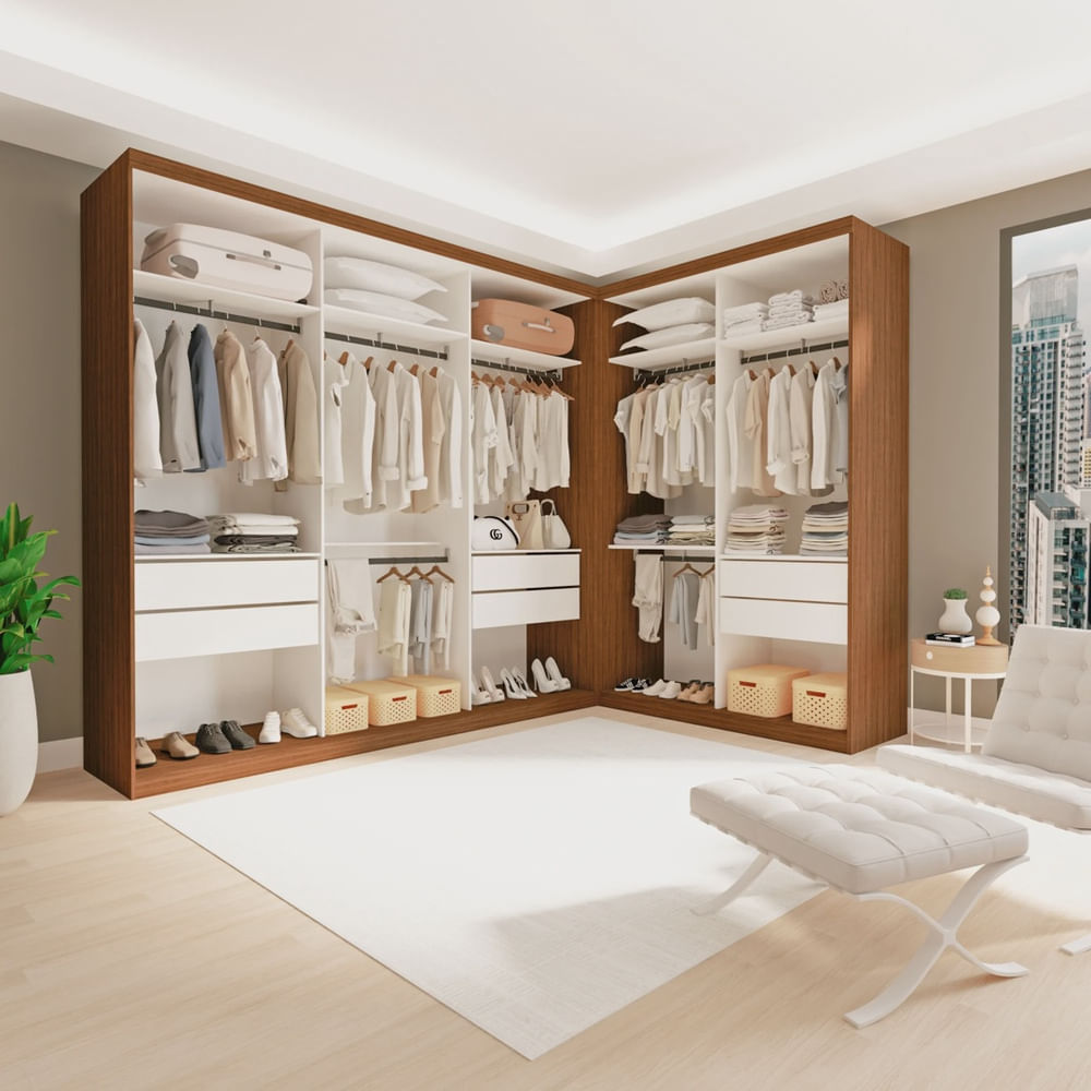 Conjunto Closet Casal sem Portas 2 Módulos 6 Gavetas França em