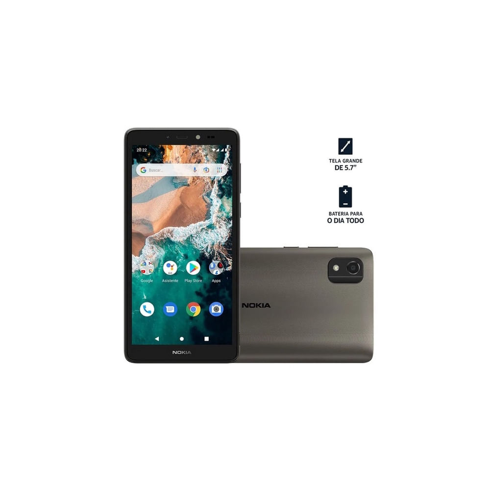 NK Smartphone Nokia C2 2nd Edition 4G 32 gb Tela 5,7 Cinza Câmera com