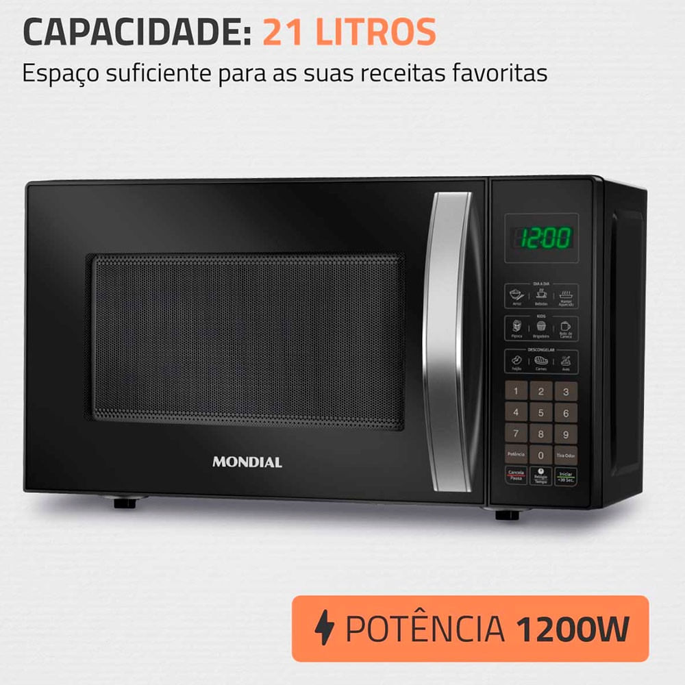 Micro-ondas Mondial MO-01-21-B 21 Litros 1200W em Promoção
