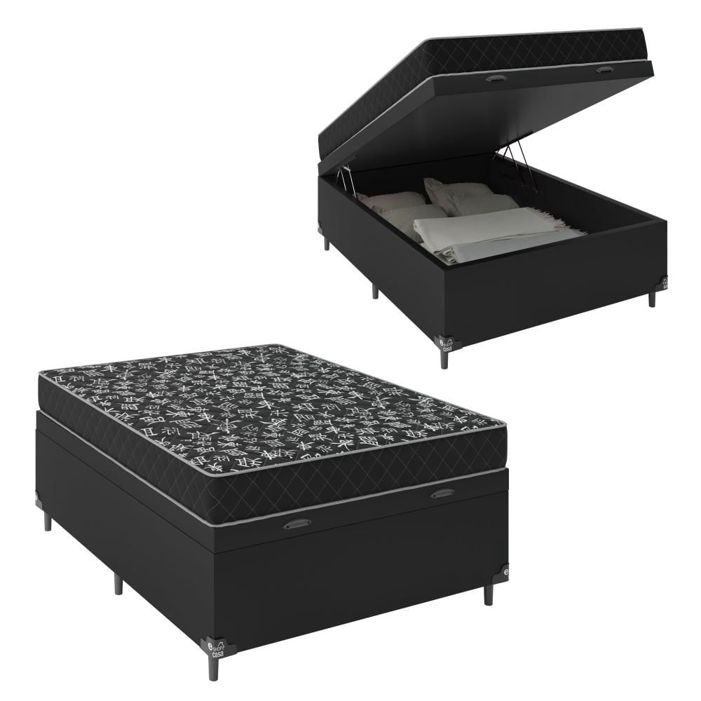 Cama Box Baú Viúva + Colchão Espuma D20 - 56x128x188cm - e-Shop Casa - Várias Cores