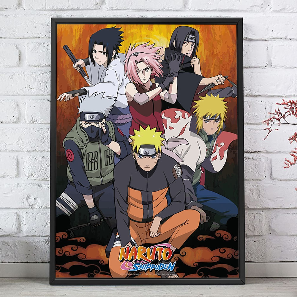 Quadro Decorativo Emoldurado Naruto Shippuden Personagens Para