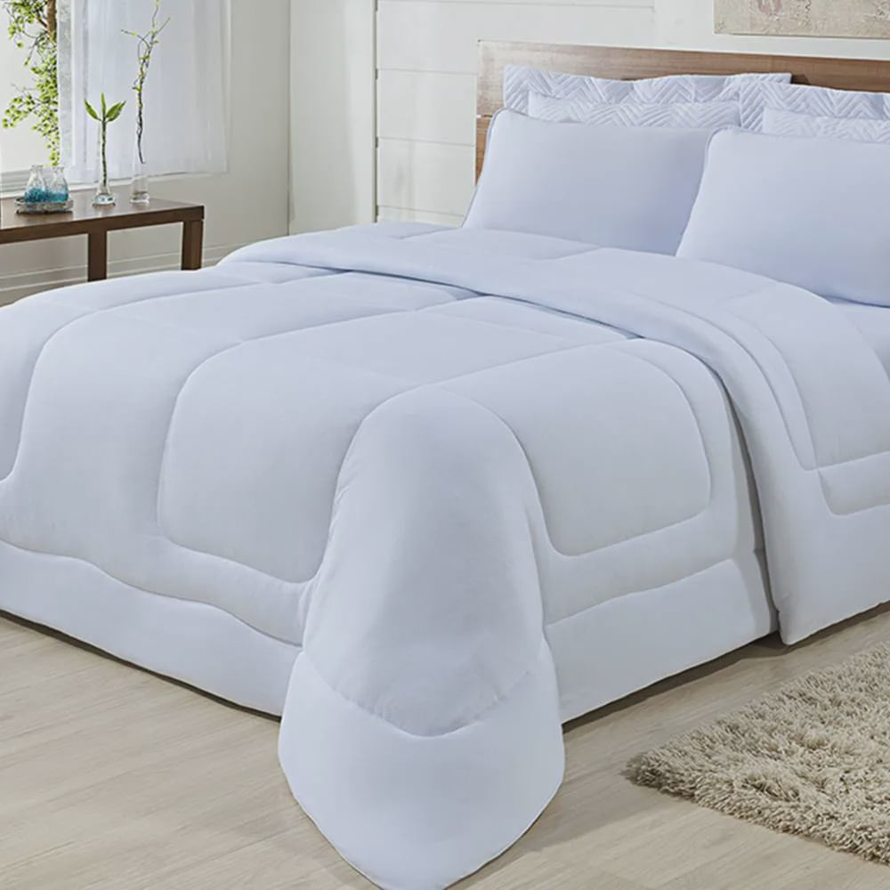 Edredom Dupla Face 100% Algodão Malha Queen Gran Moratta 01 Peça - Branco