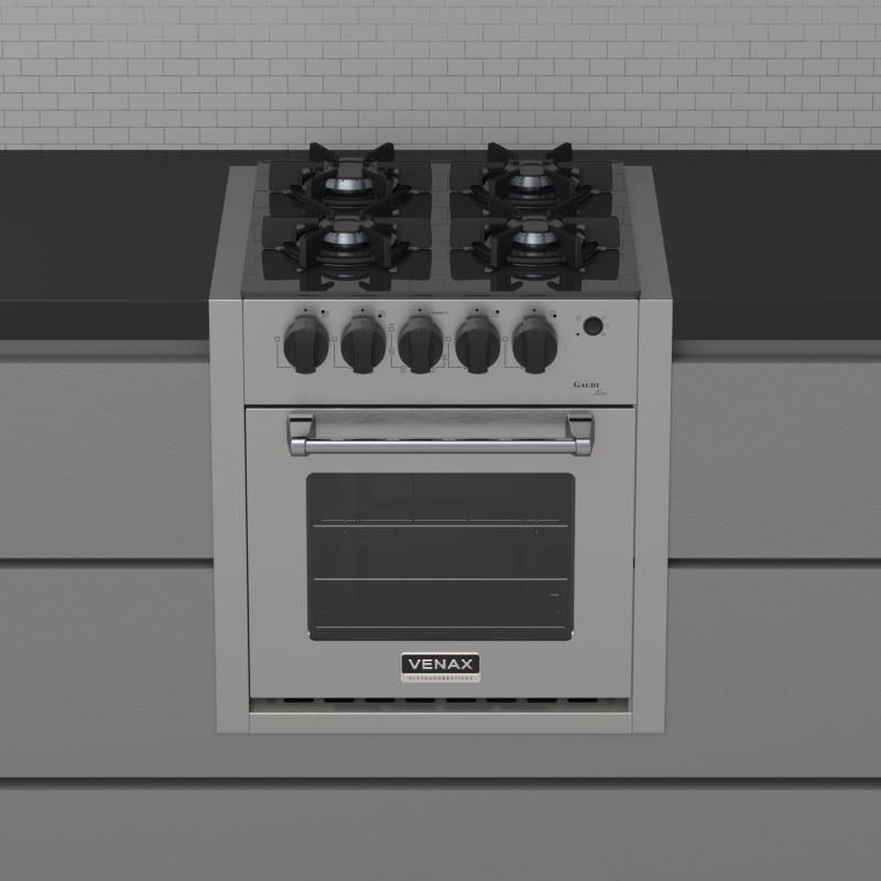 Fogão 4 Bocas de Embutir Venax Gaudi Line Inox Mesa em Vidro - Bivolt