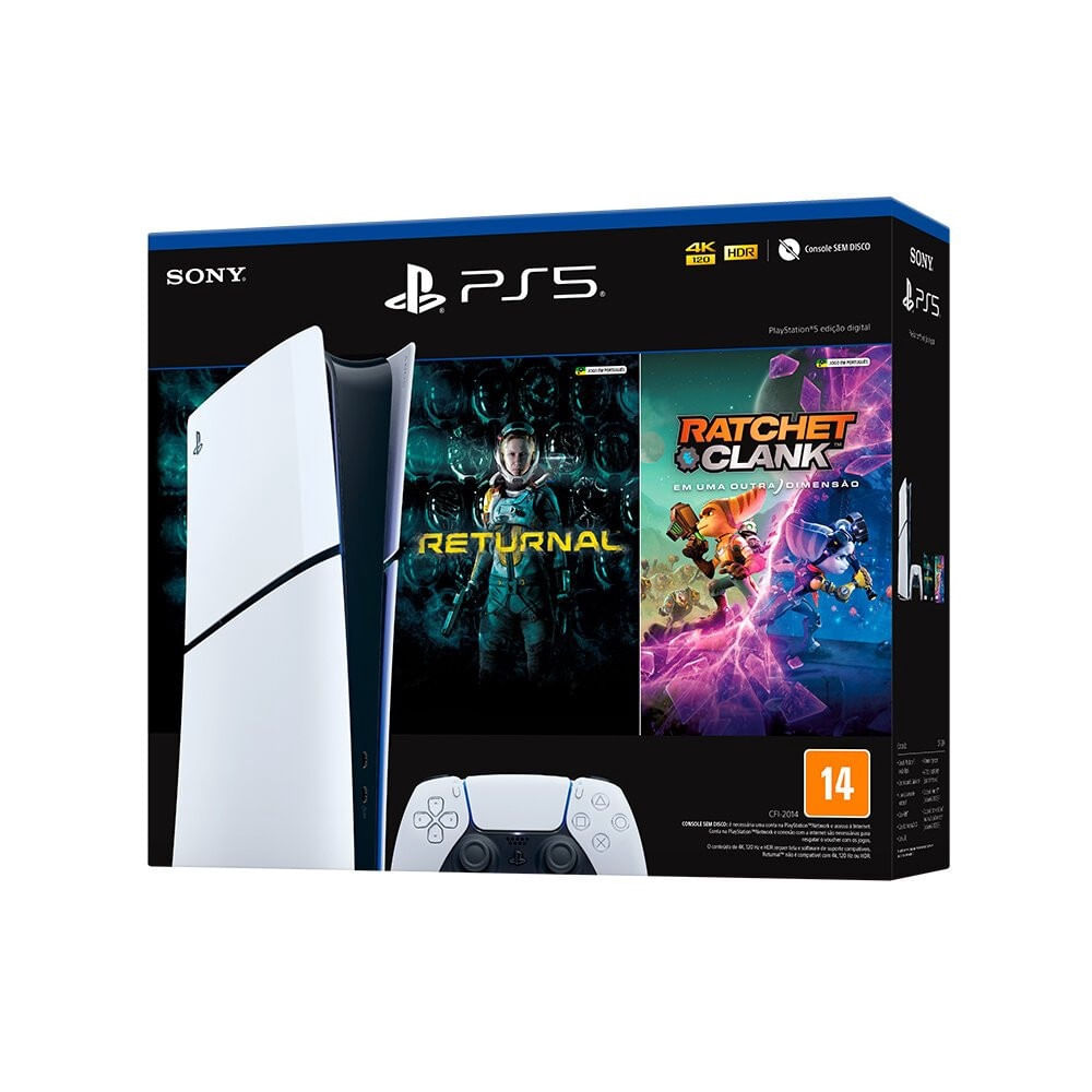 Imagem do produto Console PS5 Slim 1TB (com leitor de disco) + 2 Jogos – Branco em Americanas