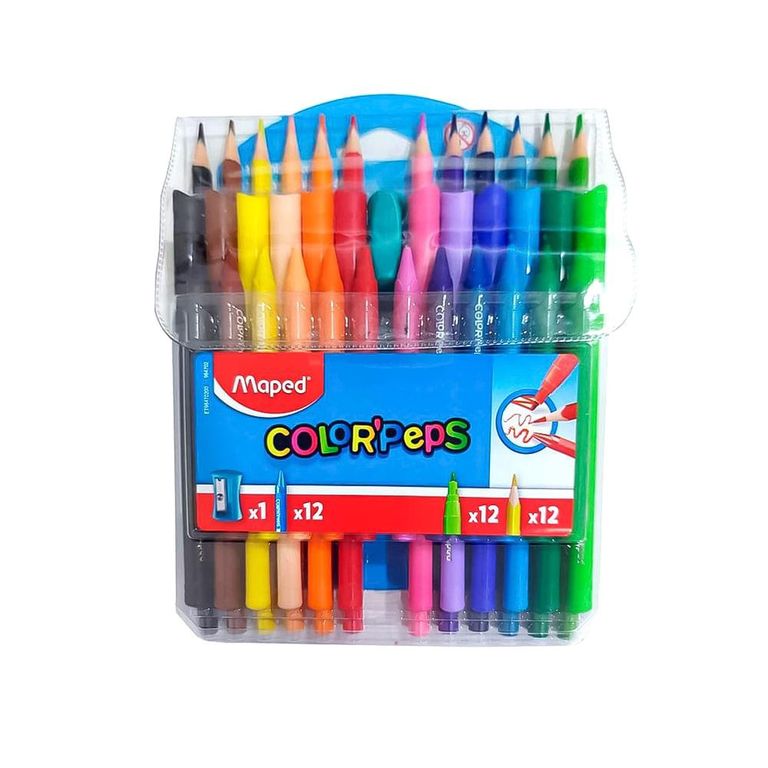 Kit Color'Peps Lápis de Cor + Canetinhas + Giz Cera - Maped em