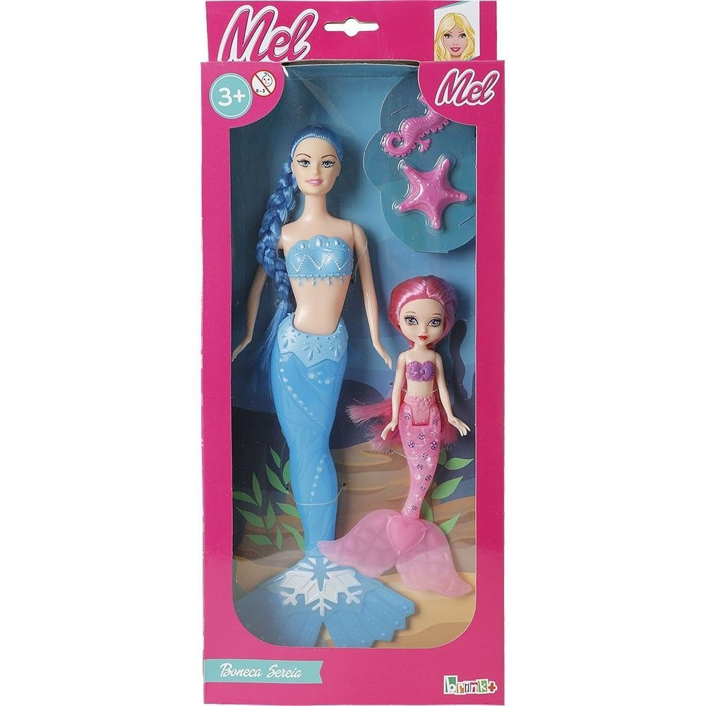 Boneca Sereia + Filha Mel Sortido - brink+ em Promoção