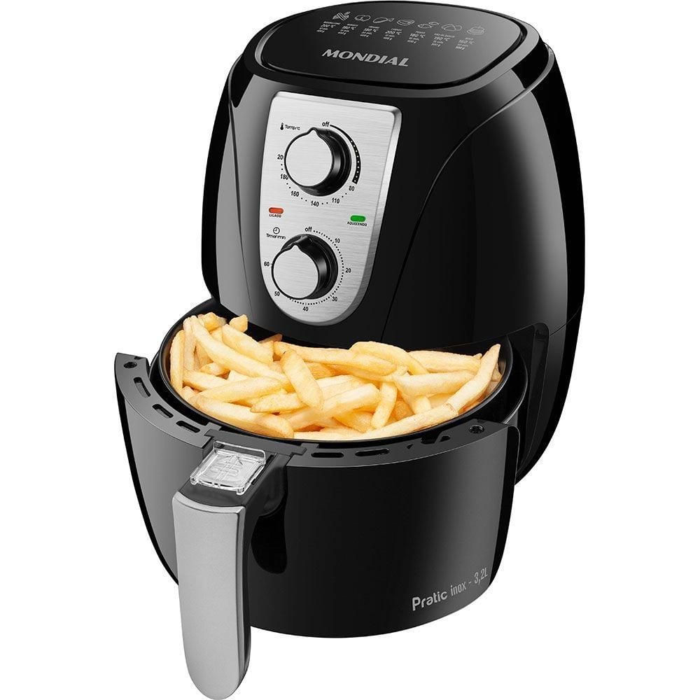 Fritadeira Elétrica sem Óleo Air Fryer Mondial AF-34 3,2L 1270W Preta -220v