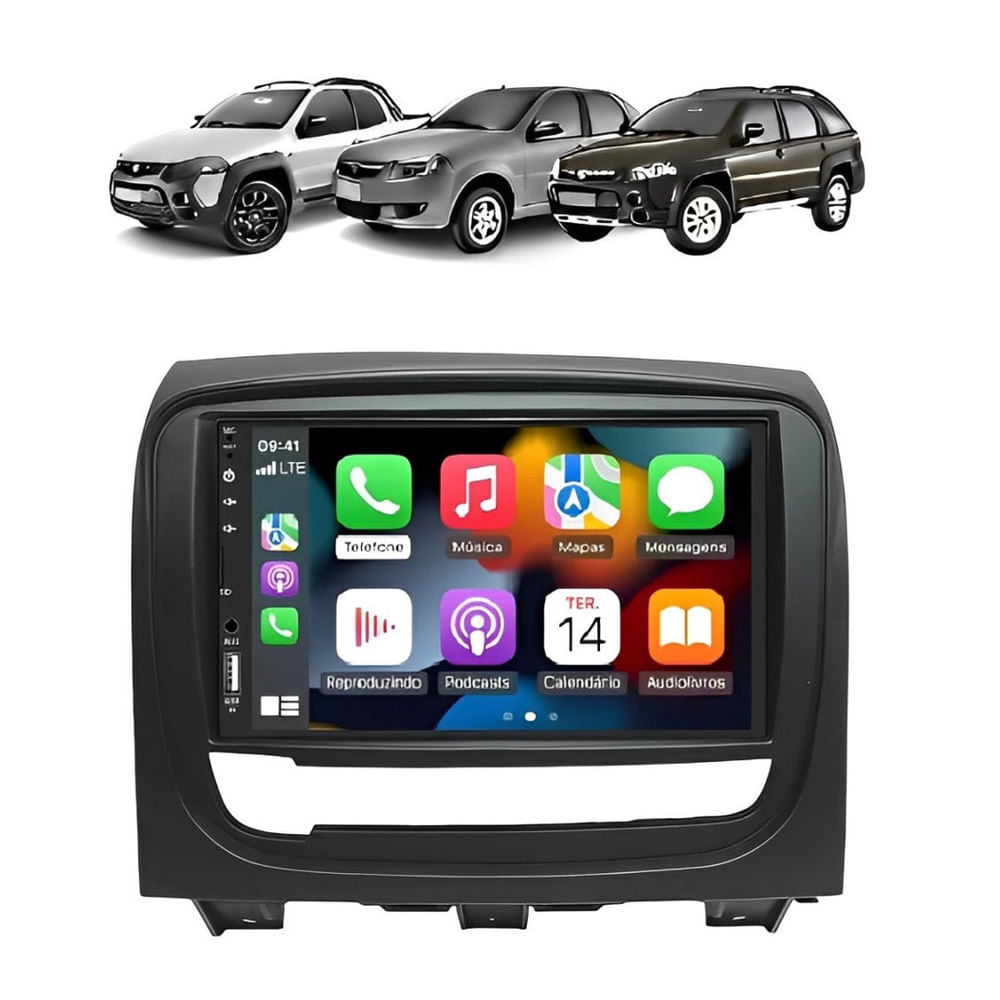 Kit Multimídia Strada Siena 12 / 19 Mold Graf 7 Pol CarPlay