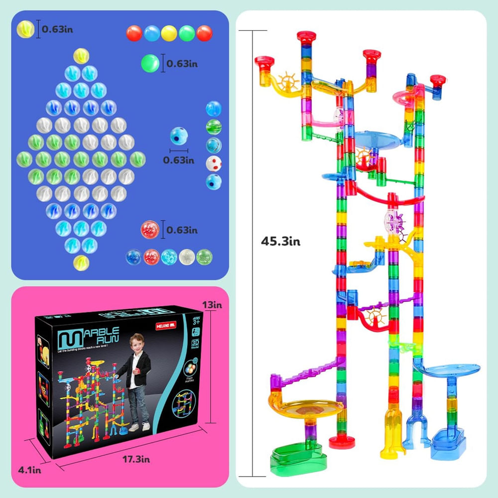 【marble】インセルダム 6点 2セット Brinquedo de construção de jogos Marble Run Meland, 208 unidades