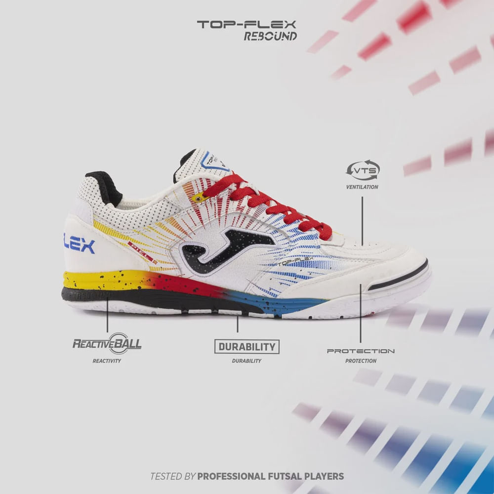 Chuteira Futsal Joma Top Flex Rebound Unissex Branca em Promoção