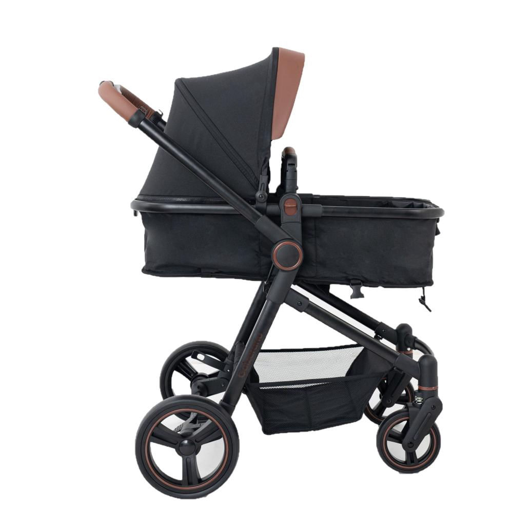 Carrinho Ivy Trio Black com Bebê Conforto e Base Galzerano em