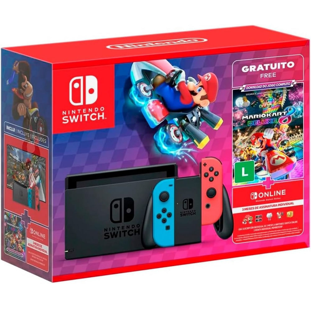 Imagem do produto Console Nintendo Switch + Mario Kart 8 Deluxe - Vermelho e Azul em Americanas