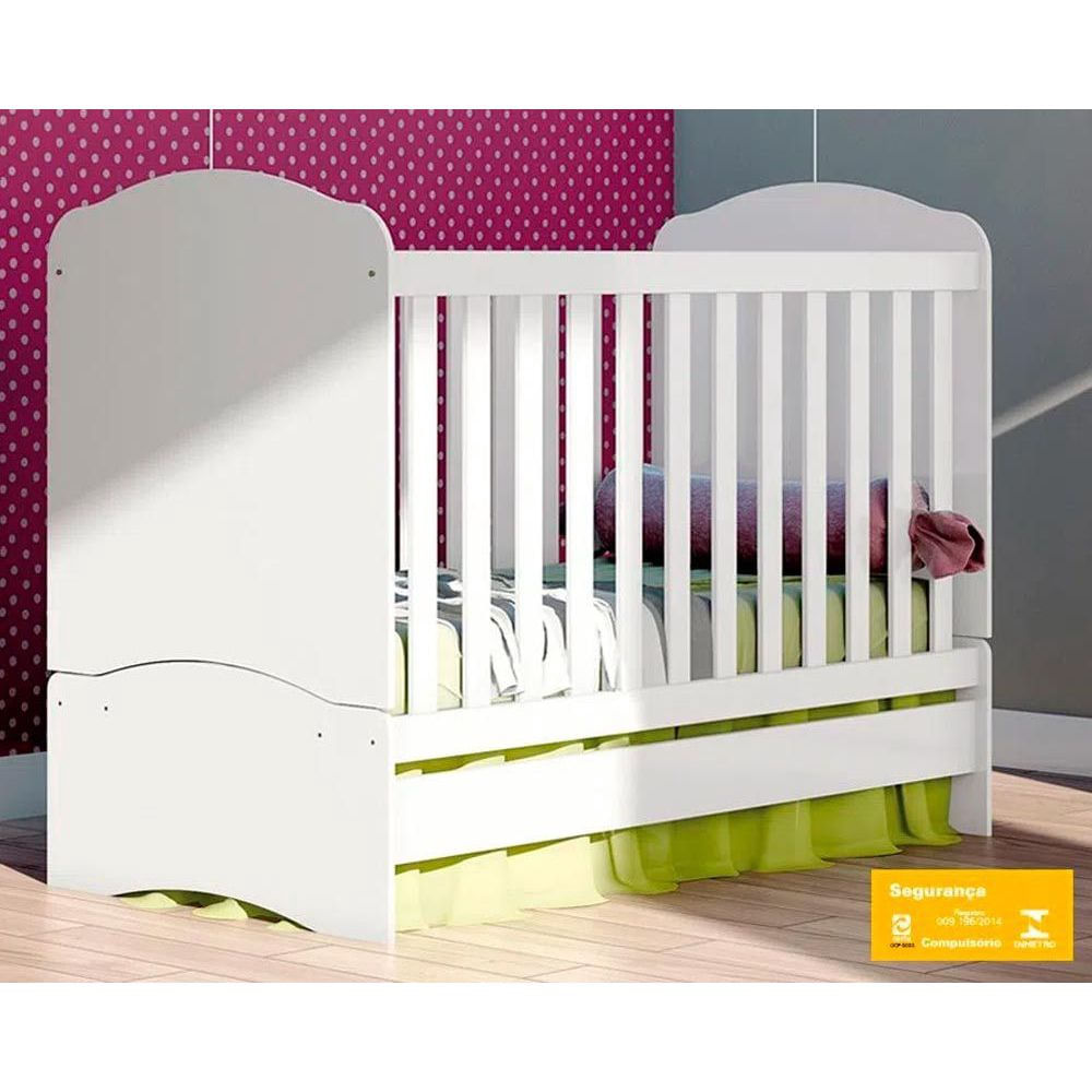 Berço Cama Infantil Henn Bala de Menta 3 em 1 Branco