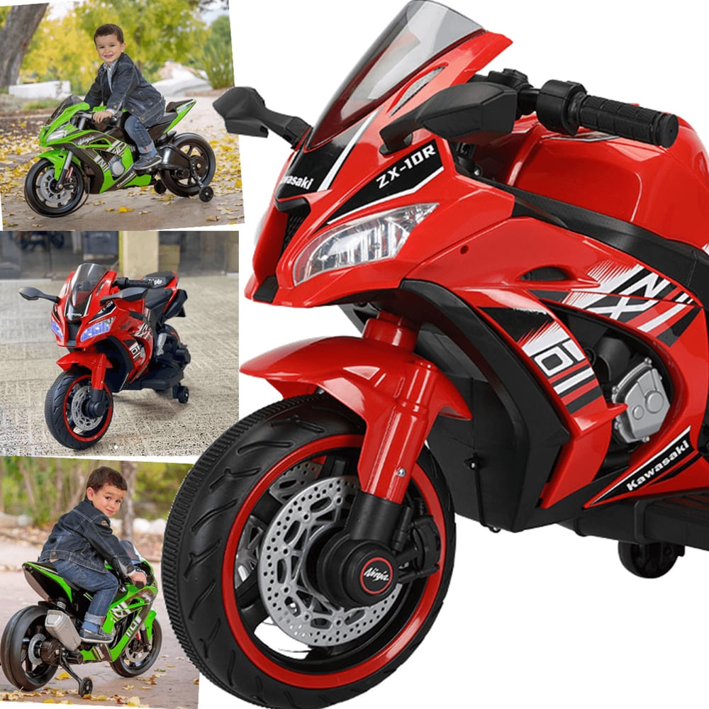 Moto Eletrica Bang Toys Kawasaki Ninja ZX-10R 12V Vermelha em